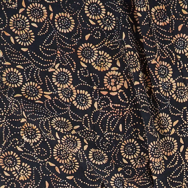 Rayon Batik Prints - Tuxedo Brass Medora Flora Rayon Batik Fabric