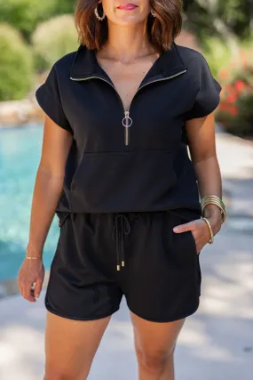 Simple Perfection Black Textured Shorts