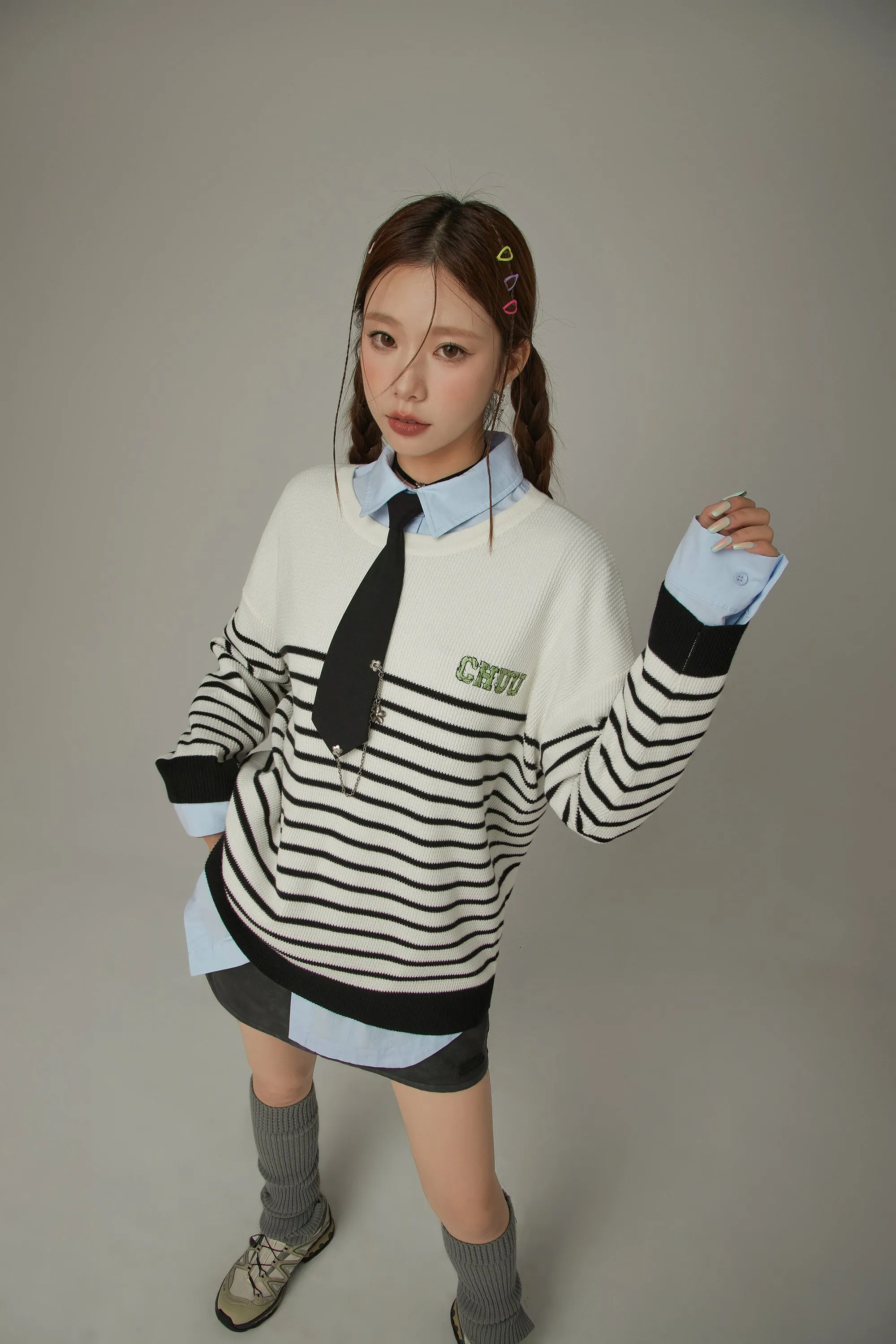 Stripe Long Sleeve Knit Sweater