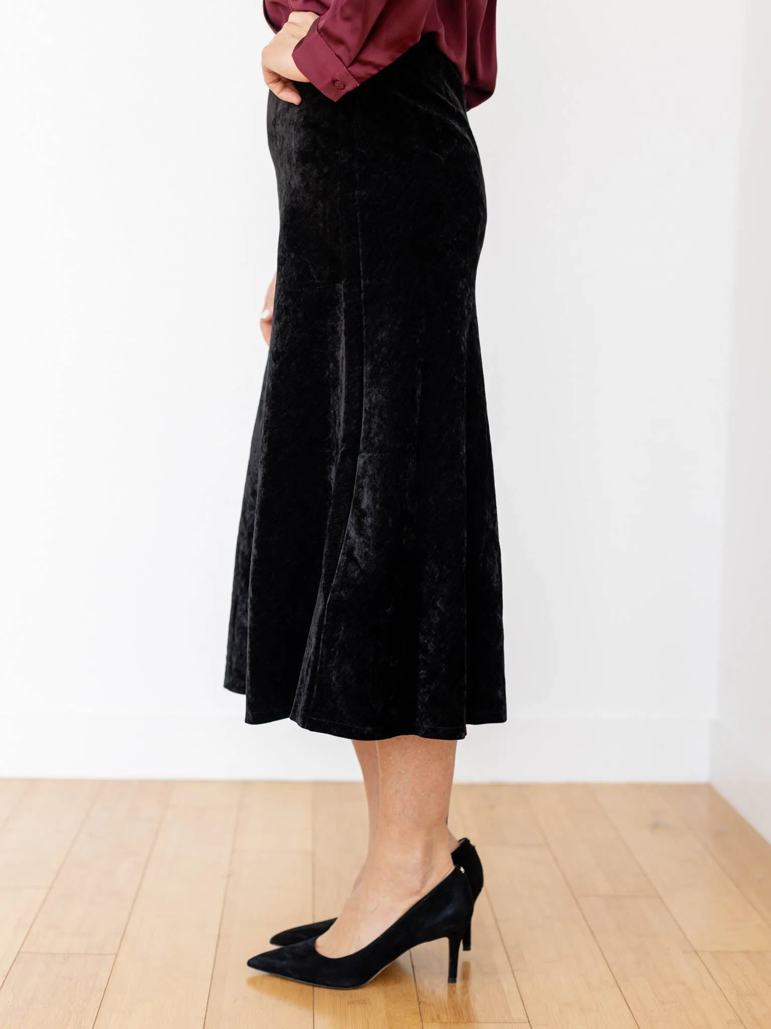 Thick Velvet Bias Slip Skirt