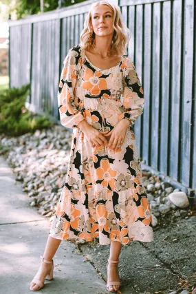 Tie Waist Bold Floral Maxi Dresses