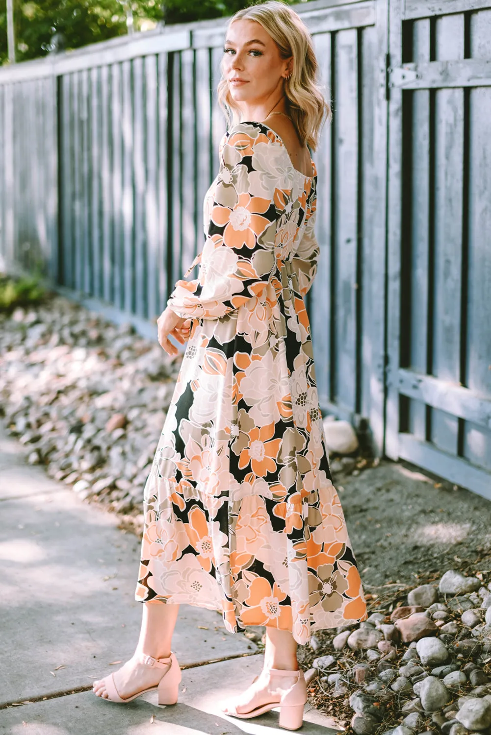 Tie Waist Bold Floral Maxi Dresses