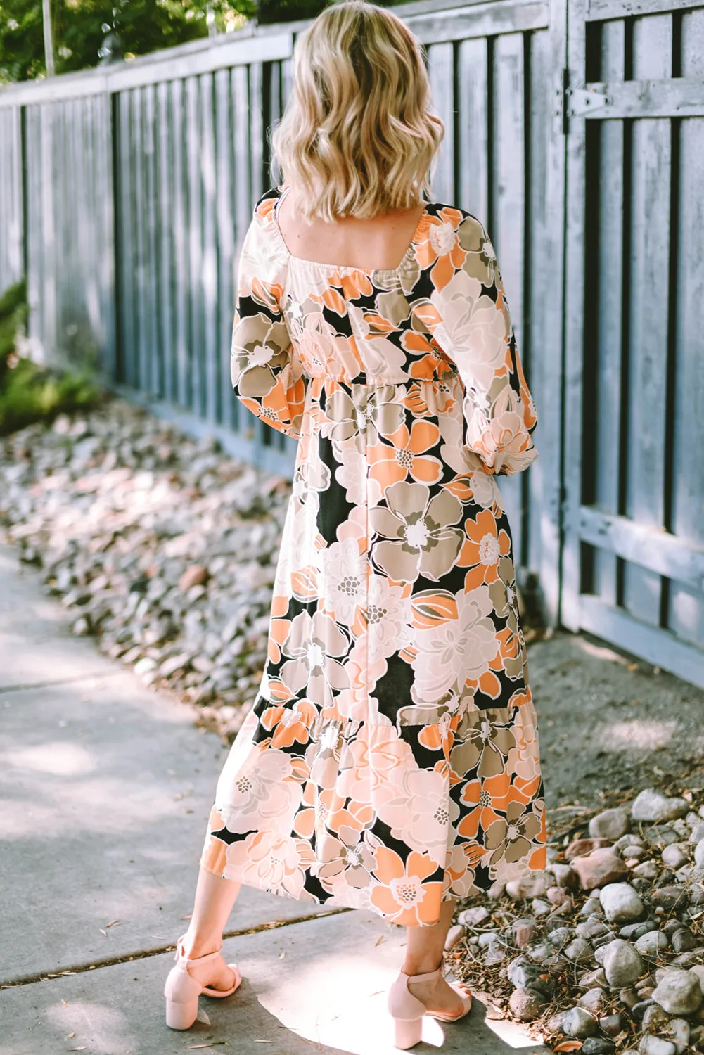 Tie Waist Bold Floral Maxi Dresses