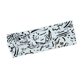 White & Black Floral Abstract Headband