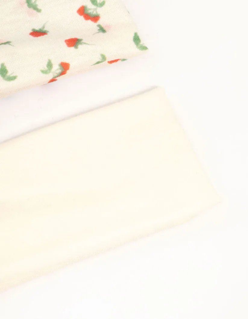 White & Floral Stretch Fabric Headbands 2-Pack