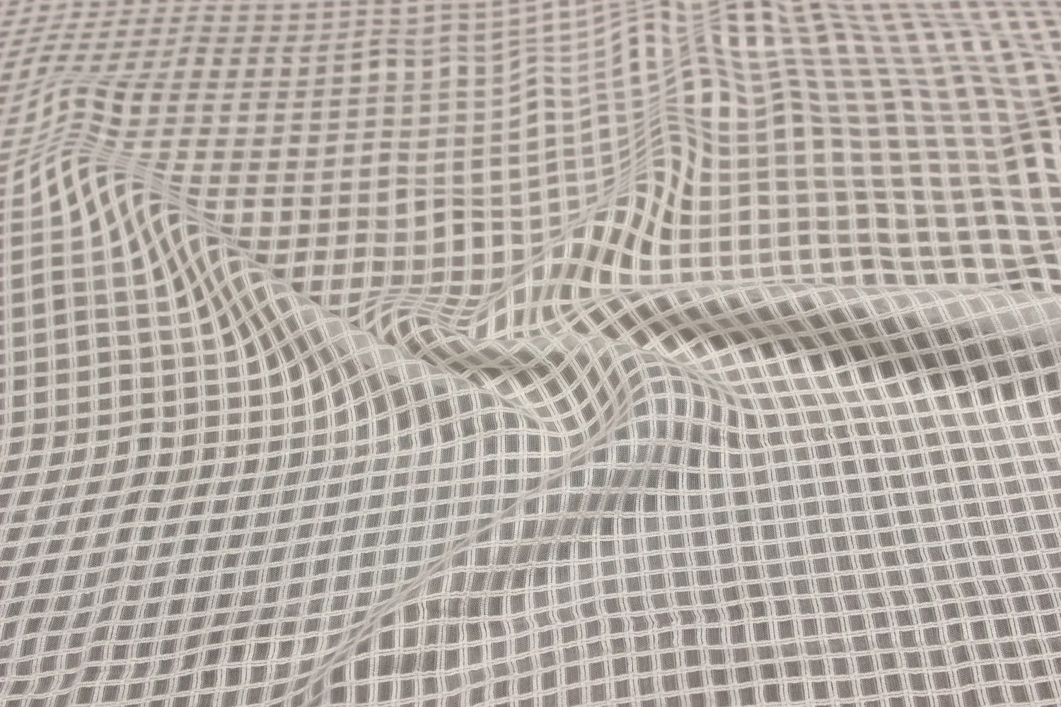 White Checks Viscose Fabric